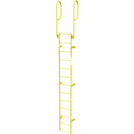13 Step Steel Walk Through With Handrails Fixed Access Ladder, Yellow