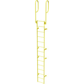 14 Step Steel Walk Through With Handrails Fixed Access Ladder, Yellow