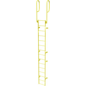 15 Step Steel Walk Through With Handrails Fixed Access Ladder, Yellow