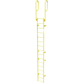 16 Step Steel Walk Through With Handrails Fixed Access Ladder, Yellow - WLFS0216-Y