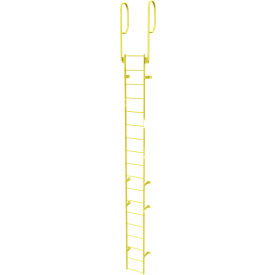18 Step Steel Walk Through With Handrails Fixed Access Ladder, Yellow - WLFS0218-Y
