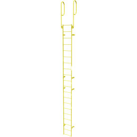 20 Step Steel Walk Through With Handrails Fixed Access Ladder, Yellow