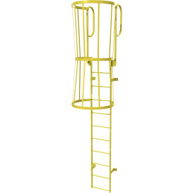 11 Step Walk Through Fixed Access Ladder, Yellow