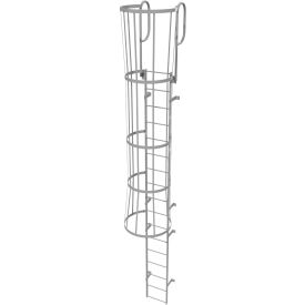 Steel Caged Walk Through Fixed Access Ladder, Gray - WLFC1217