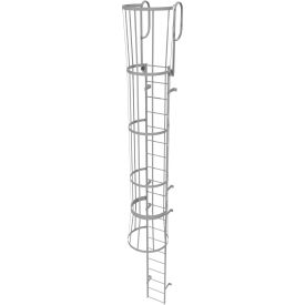 20 Step Steel Caged Walk Through Fixed Access Ladder, Gray