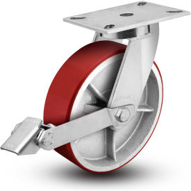 7 Series Swivel Plate Caster With Brake 6" Dia. 2040 Lb.