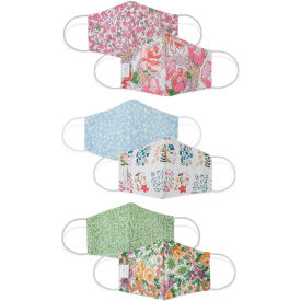Cloth Face Mask, Reusable/Washable, 3-Layer Contour, Reversible, Floral, Large, 3/Pack