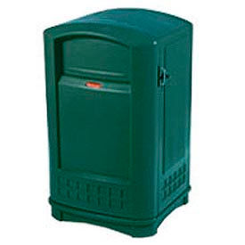 Plastic Square 2 Door Trash Can, 50 Gallon, Green