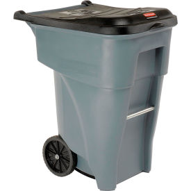 65 Gallon Large Mobile Waste Receptacle - Gray With Lid