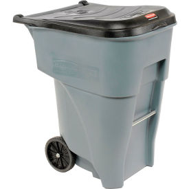 95 Gallon Large Mobile Waste Receptacle - Gray With Lid