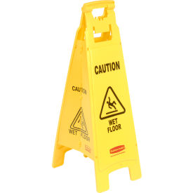 6114-77 Wet Floor Sign, 4-Sided Yellow