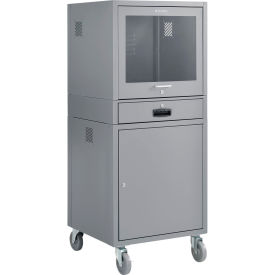 Mobile Computer Cabinet, Dark Gray, Unassembled