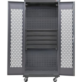 Configurable Ventilated Mobile Drawer Cabinet, 36"W x 24"D x 85"H, 4 Drawers