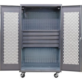 Configurable Ventilated Mobile Drawer Cabinet, 48"W x 24"D x 85"H, 4 Drawers