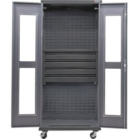 Configurable Clear-View Mobile Drawer Cabinet, 36"W x 24"D x 85"H, 4 Drawers