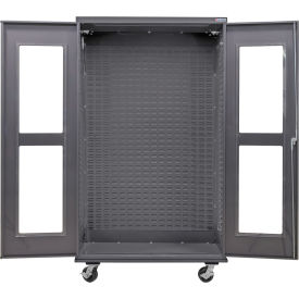Configurable Clear-View Mobile Bin & Shelf Cabinet, 48"W x 24"D x 85"H
