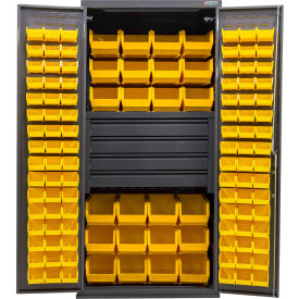 Configurable Drawer Cabinet, 36"W x 24"D x 78"H, 4 Drawers, 120 Yellow Bins