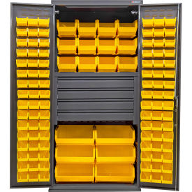 Configurable Drawer Cabinet, 36"W x 24"D x 78"H, 4 Drawers, 114 Yellow Bins