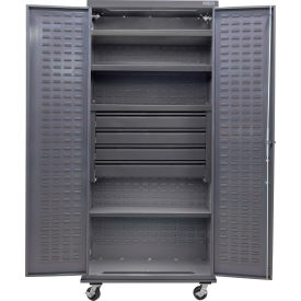 Configurable Mobile Drawer Cabinet, 36"W x 24"D x 85"H, 4 Shelves, 4 Drawers