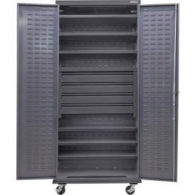 Configurable Mobile Drawer Cabinet, 36"W x 24"D x 85"H, 6 Shelves, 4 Drawers