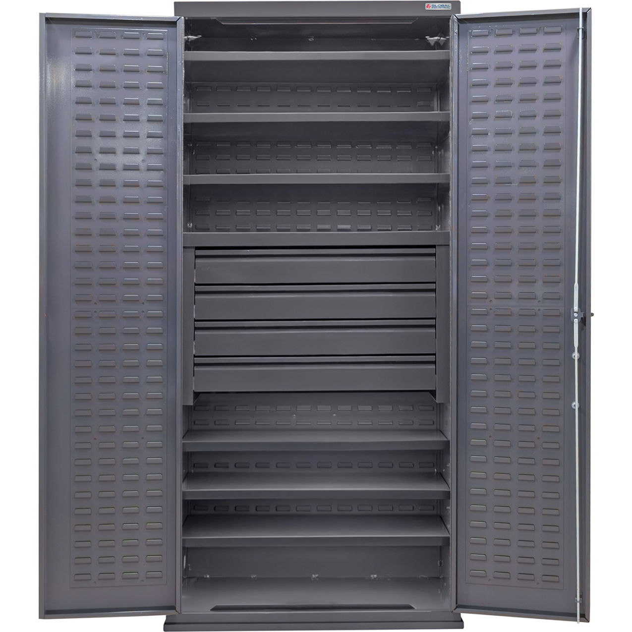 Configurable Drawer Cabinet, 36"W x 24"D x 78"H, 6 Shelves, 4 Drawers