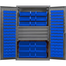 Configurable Drawer Cabinet, 48"W x 24"D x 78"H, 4 Drawers, 144 Blue Bins