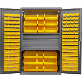 Configurable Drawer Cabinet, 48"W x 24"D x 78"H, 4 Drawers, 144 Yellow Bins