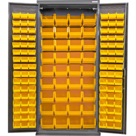 Configurable Bin Cabinet, 36"W x 24"D x 78"H, 132 Yellow Bins