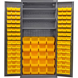 Configurable Bin & Shelf Cabinet, 36"Wx24"Dx78"H, 3 Shelves, 120 Yellow Bins