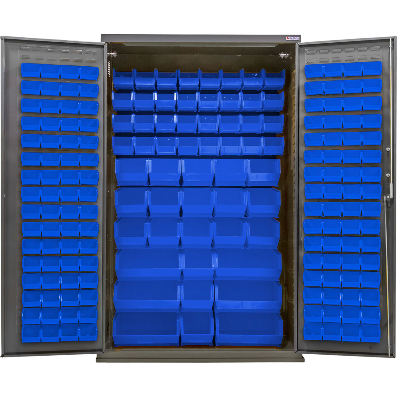 Configurable Bin Cabinet, 48"W x 24"D x 78"H, 210 Blue Bins