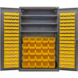 Configurable Bin & Shelf Cabinet, 48"Wx24"Dx78"H, 3 Shelves, 156 Yellow Bins