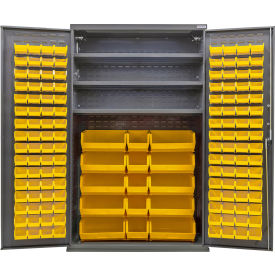 Configurable Bin & Shelf Cabinet, 48"W x 24"D x 78"H, 3 Shelves, 144 Yellow Bins