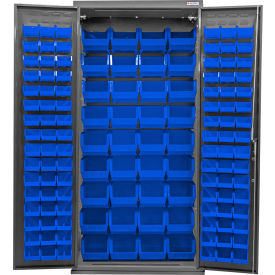 Configurable Charging Cabinet, 36"W x 24"D x 78"H, 132 Blue Bins