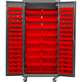 Configurable Mobile Charging Cabinet, 36"W x 24"D x 85"H, 114 Red Bins