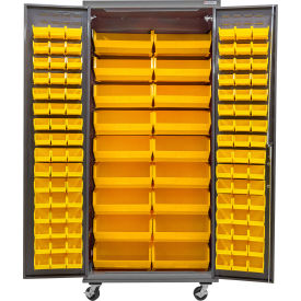 Configurable Mobile Charging Cabinet, 36"W x 24"D x 85"H, 114 Yellow Bins
