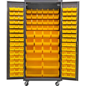 Configurable Mobile Charging Cabinet, 36"W x 24"D x 85"H, 138 Yellow Bins