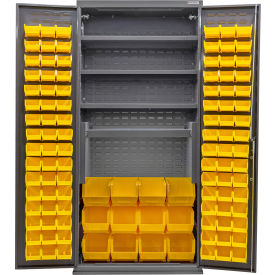 Configurable Charging Cabinet, 36"W x 24"D x 78"H, 4 Shelves, 108 Yellow Bins