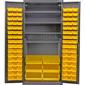 Configurable Charging Cabinet, 36"W x 24"D x 78"H, 4 Shelves, 102 Yellow Bins