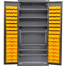 Configurable Charging Cabinet, 36"W x 24"D x 78"H, 7 Shelves, 96 Yellow Bins