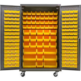 Configurable Mobile Charging Cabinet, 48"W x 24"D x 85"H, 210 Yellow Bins