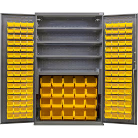 Configurable Charging Cabinet, 48"W x 24"D x 78"H, 4 Shelves, 144 Yellow Bins