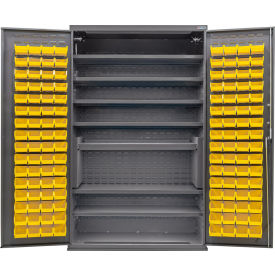 Configurable Charging Cabinet, 48"W x 24"D x 78"H, 7 Shelves, 120 Yellow Bins