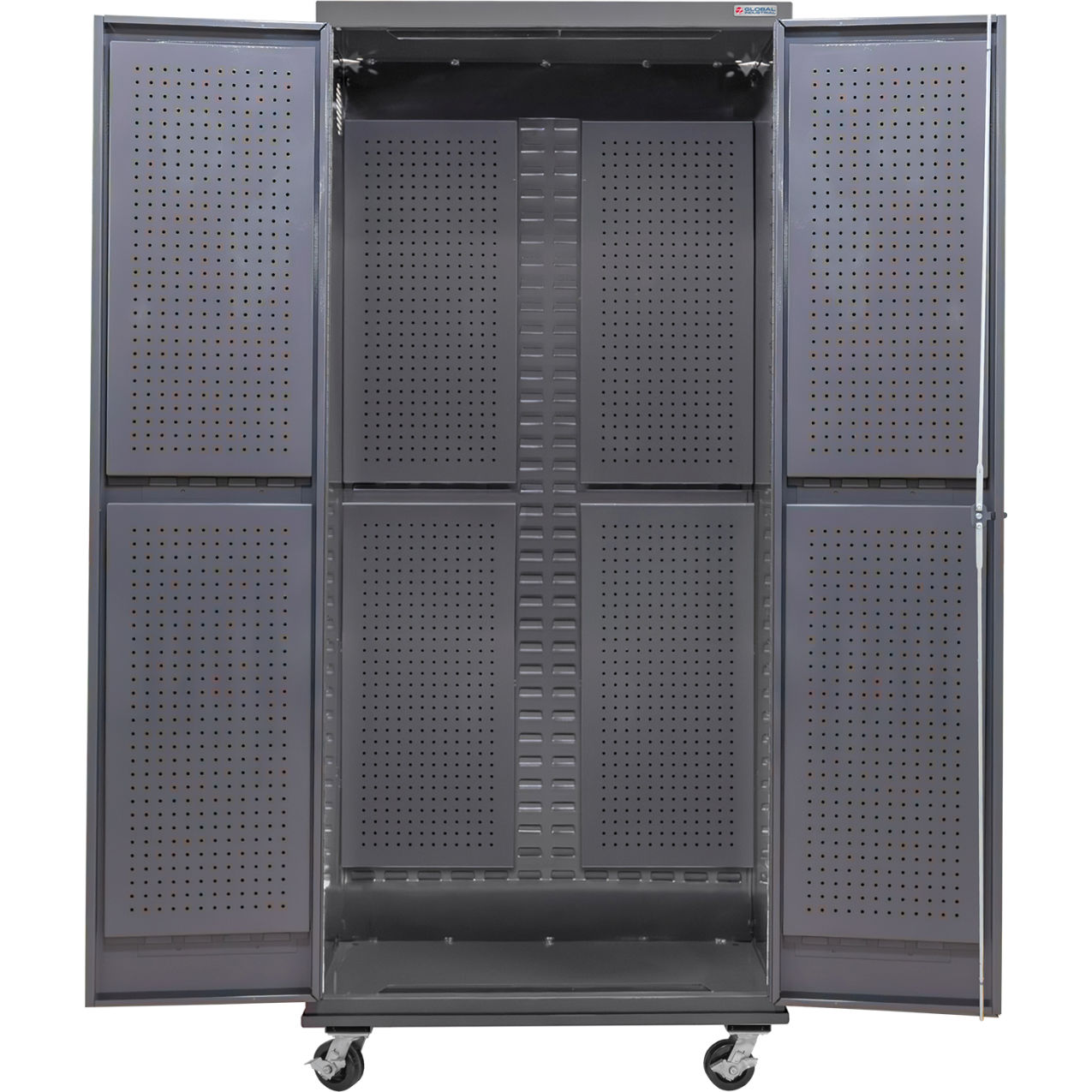 Configurable Mobile Full Pegboard Cabinet, 36"W x 24"D x 85"H