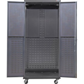 Configurable Mobile Pegboard Cabinet, 36"W x 24"D x 85"H
