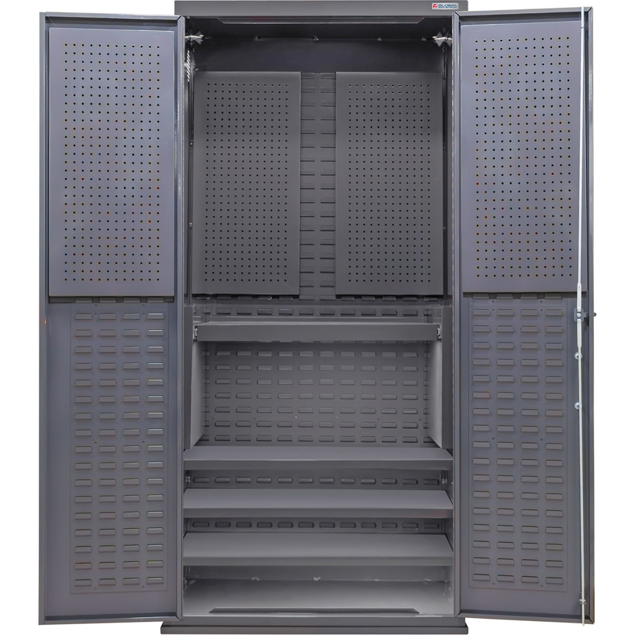 Configurable Pegboard Cabinet, 36"W x 24"D x 78"H, 4 Shelves