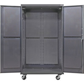 Configurable Mobile Full Pegboard Cabinet, 48"W x 24"D x 85"H