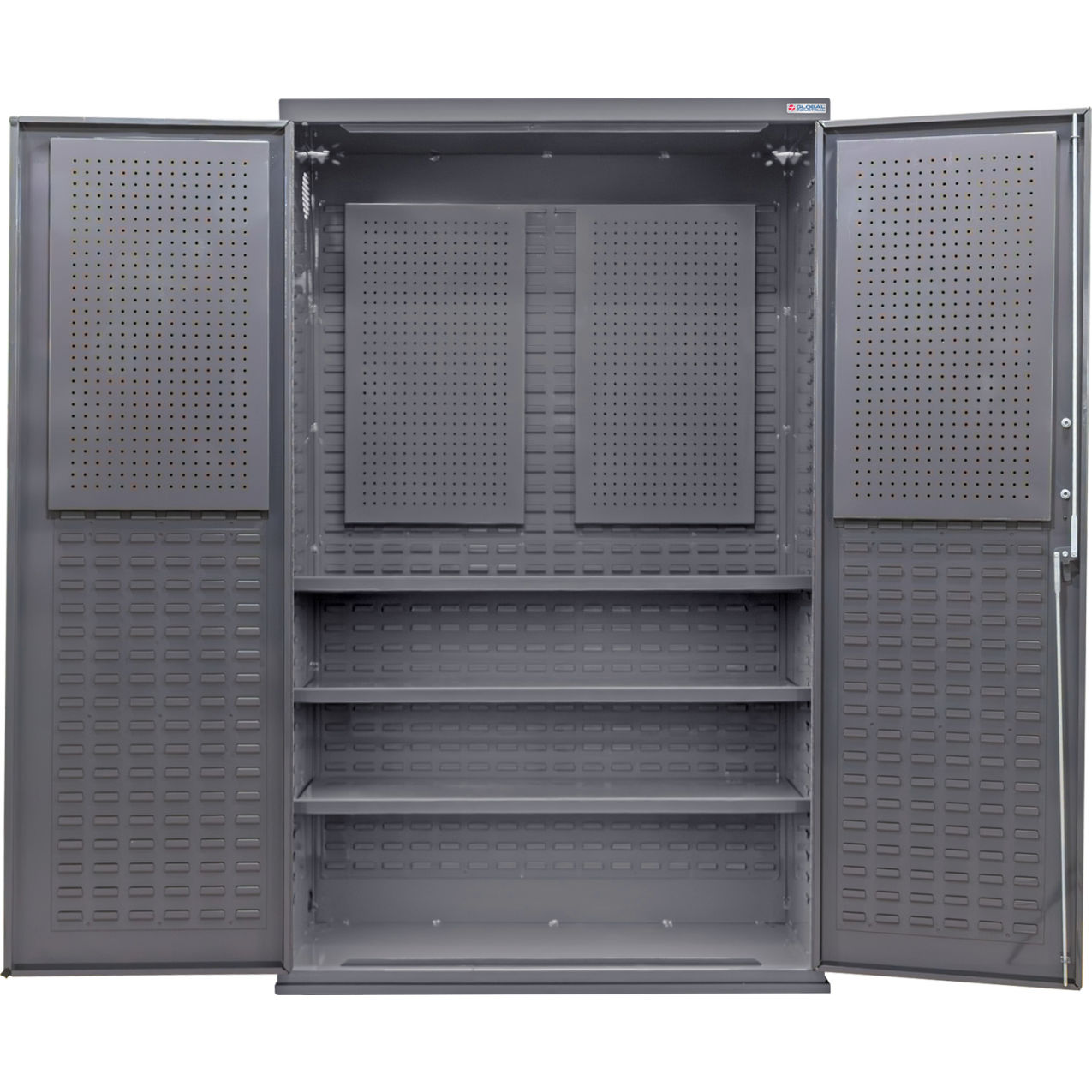 Configurable Pegboard Cabinet, 48"W x 24"D x 78"H, 3 Shelves
