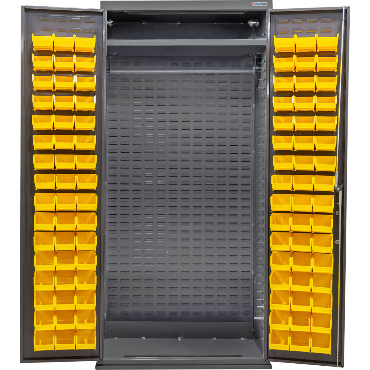 Configurable Wardrobe Cabinet, 36"W x 24"D x 78"H, 96 Yellow Bins