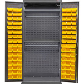 Configurable Wardrobe Cabinet, 36"W x 24"D x 78"H, 2 Shelves, 96 Yellow Bins