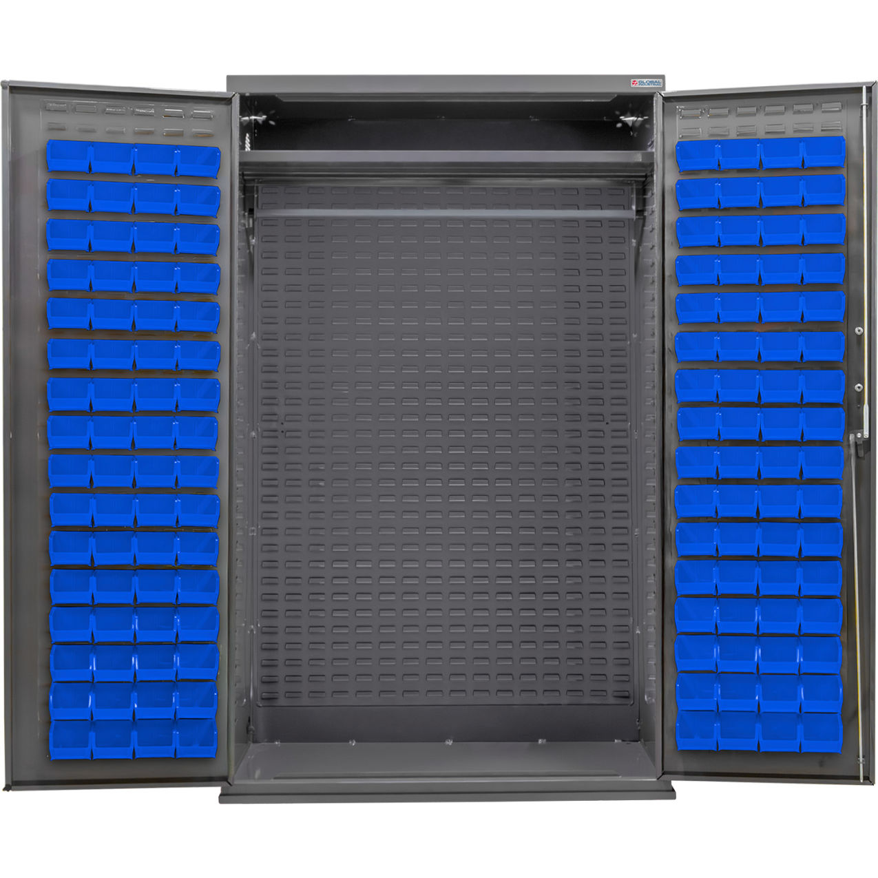 Configurable Wardrobe Cabinet, 48"W x 24"D x 78"H, 120 Blue Bins